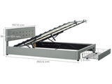 Double Size Ottoman Bed Frame, with Front Drawer - Grey T3398P378115
