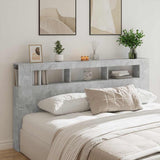 LED Headboard Concrete Grey 200 cm Engineered Wood 837368