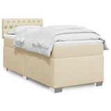 Box Spring Bed with Mattress Cream 90x200 cm Fabric 3285783
