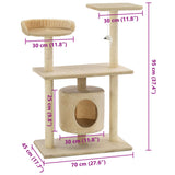 Cat Tree with Sisal Scratching Posts 95 cm Beige 170514