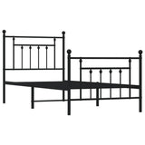Bed Frame Black Powder-Coated Steel Single Metal Bed Frame 353546