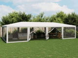 Party Tent with 12 Mesh Sidewalls White 8x4 m HDPE 4010071