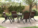 Garden Dining Set 5 pcs Brown Powder-Coated Steel 3379262