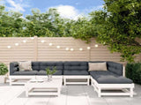 7 Piece Garden Lounge Set White Solid Wood Pine 3186404