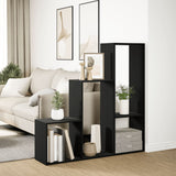 Room Divider Bookcase 3-Tier Black 123x29x123 cm Engineered Wood 857986