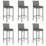 7 Piece Garden Bar Set with Cushions Grey Poly Rattan 3203922