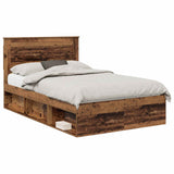 Bed Frame with Headboard Old Wood 120 x 190 cm Solid Pine Wood 3410110