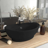 146942 Luxury Basin Overflow Oval Matt Black 58,5x39 cm Ceramic