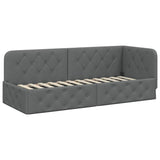 Corner Bed Frame with Headboard Dark Grey 80 x 200 cm Fabric 42016480