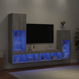 4 Piece TV Wall Units with LED Grey Sonoma Engineered Wood 3216652
