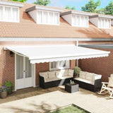 Retractable Awning Manual White 500 x 300 cm Fabric, Metal 3331364