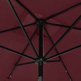 Garden Parasol with LEDs and Steel Pole Bordeaux Red 2x3 m 313790