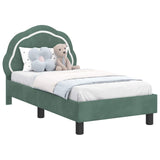 Toddler Bed Frame with Headboard Sea Green 70 x 140 cm Velvet 42010899