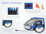 2 Seat Bike Trailer Bicycle wagon for Kids Child Steel Frame Safety Harness Seat Carrier Hitch T3398P348587