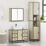 3 Piece Bathroom Furniture Set Sonoma Oak Engineered Wood 3301081