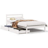 Bed Frame without Mattress White 90x200 cm Solid Wood Pine 3301535