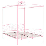 Canopy Bed Frame without Mattress Pink Metal 180x200 cm Super King 284491