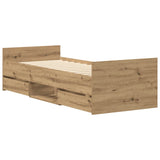 Bed Frame Artisan Oak Engineered Wood, Solid Pinewood Single 3328809