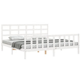 Bed Frame without Mattress White 200x200 cm Solid Wood Pine 3192122