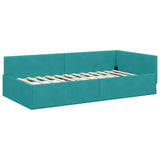 Corner Bed Frame with Headboard Turquoise 80 cm x 200 cm Velvet 42016069