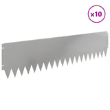 Lawn Edging 10 pcs 103 x 25 cm Steel Silver 8008402