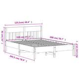 Bed Frame without Mattress Wax Brown 120x200 cm Solid Wood Pine 842653