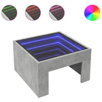 ZNTS Coffee Table with Infinity LED Concrete Grey 50x50x30 cm 847605