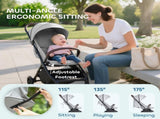 Foldable Baby Stroller with Adjustable Seat, 5-Point Harness, Canopy, Basket, 6.3kg Lightweight & T3398P422798