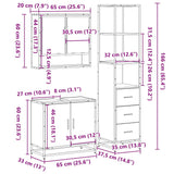 3 Piece Bathroom Furniture Set Smoked Oak Engineered Wood 3301157