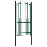 Fence Gate EMMEN with Spikes Steel 104x147 cm Green 146397