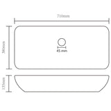 ZNTS Luxury Basin Rectangular Matt Black 71x38 cm Ceramic 146964