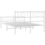 Metal Bed Frame without Mattress with Footboard White 140x200cm 355531