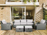Six-piece Outdoor Rattan Dining Set, Outdoor Sofa Set with Reclining Armchairs and Mental Frame, T3398P314710