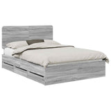 Bed Frame with Drawer Grey Sonoma 140 x 190 cm Engineer Wood 3412600