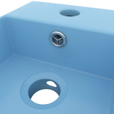 Bathroom Sink with Overflow Ceramic Light Blue 146989