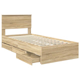 Bed Frame with Drawer Sonoma Oak 90 x 190 cm Engineer Wood 3408021