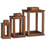 Lantern 3 pcs Natural Mahogany Wood 42012367