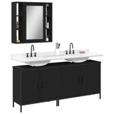 3 Piece Bathroom Cabinet Set Black Engineered Wood 3214730
