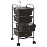 ZNTS 4-Drawer Mobile Storage Trolley Black Plastic 320398