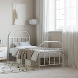 Metal Bed Frame without Mattress with Footboard White 75x190cm 353692