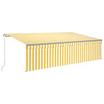 ZNTS Manual Retractable Awning with Blind 5x3m Yellow&White 3069458