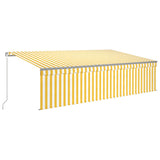 ZNTS Manual Retractable Awning with Blind 5x3m Yellow&White 3069458