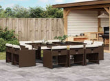 11 Piece Garden Dining Set with Cushions Brown Poly Rattan 3211209