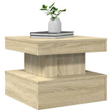 Coffee Table with LED Lights Sonoma Oak 50x50x40 cm 839842