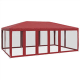 Party Tent with 10 Mesh Sidewalls Red 6x4 m HDPE 4010070