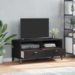 ZNTS TV Cabinet VIKEN Black Solid Wood Pine 374930