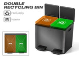 40L Dual Compartment Stainless Steel Bin, with Deodoriser Holders - Glossy Black T3398P344544