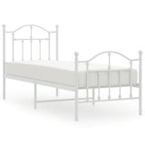 Metal Bed Frame without Mattress with Footboard White 75x190cm 353496