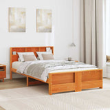 Bed Frame with Headboard Wax Brown 135 x 190 cm Engineered Wood 877244