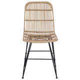 Dinning Chair 2 pcs Natural 41 x 55 x 85 cm Rattan and Steel 42033206